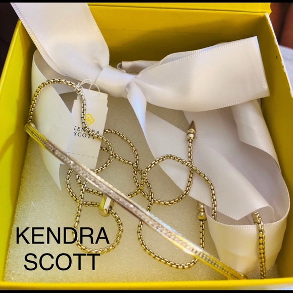 NWT Kendra Scott RARE & Retired Scottie Necklace Yellow Gold & Inlaid CZ’s GORG! - Picture 2 of 16